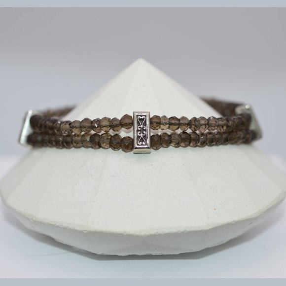 Anatoli Double Strand Smoky Quartz Bead Bracelet in Sterling - Picture 6 of 12